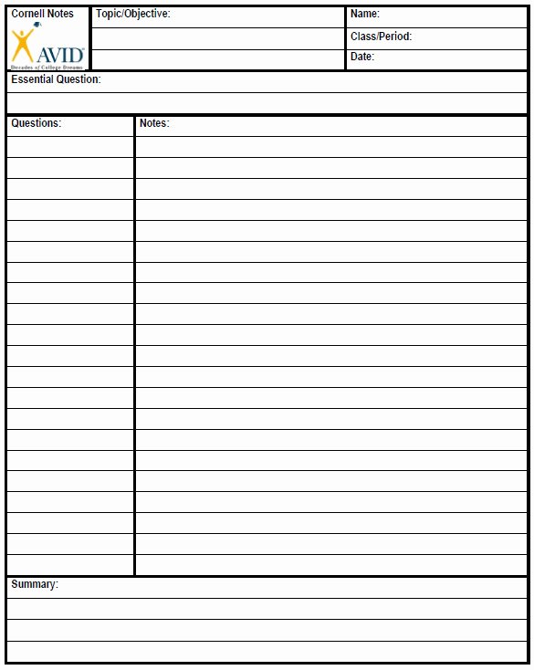 Note Taking Template Pdf Elegant What is Cornell Notes Used for
