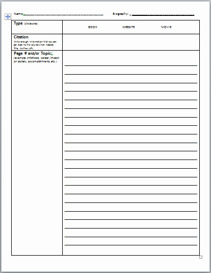 Note Taking Template Pdf Fresh Cornell Notes Template Biography Research