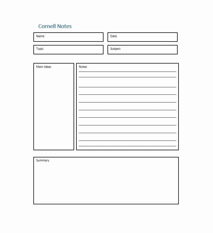 Note Taking Template Pdf Fresh Cornell Notes Word Template Cornell Notes Google Docs