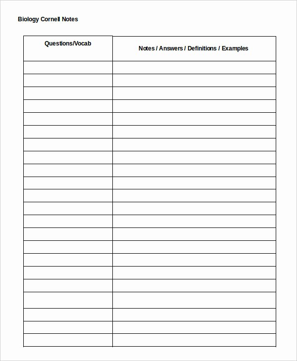 Note Taking Template Pdf Lovely Cornell Notes Template 9 Free Word Pdf Documents