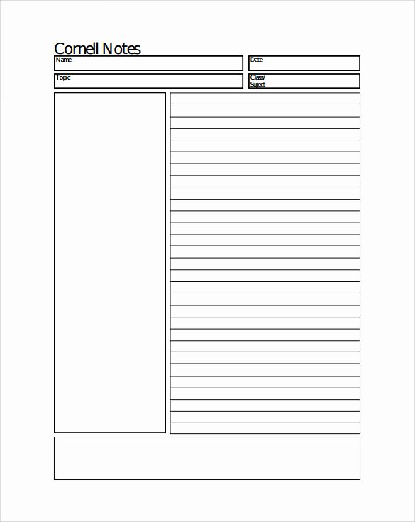 Note Taking Template Pdf Lovely Sample Cornell Notes Paper Template 7 Free Documents In