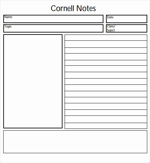 Note Taking Template Pdf Unique 16 Sample Editable Cornell Note Templates to Download