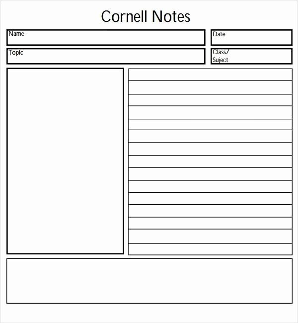 Note Taking Template Word Elegant Cornell Note Taking Template