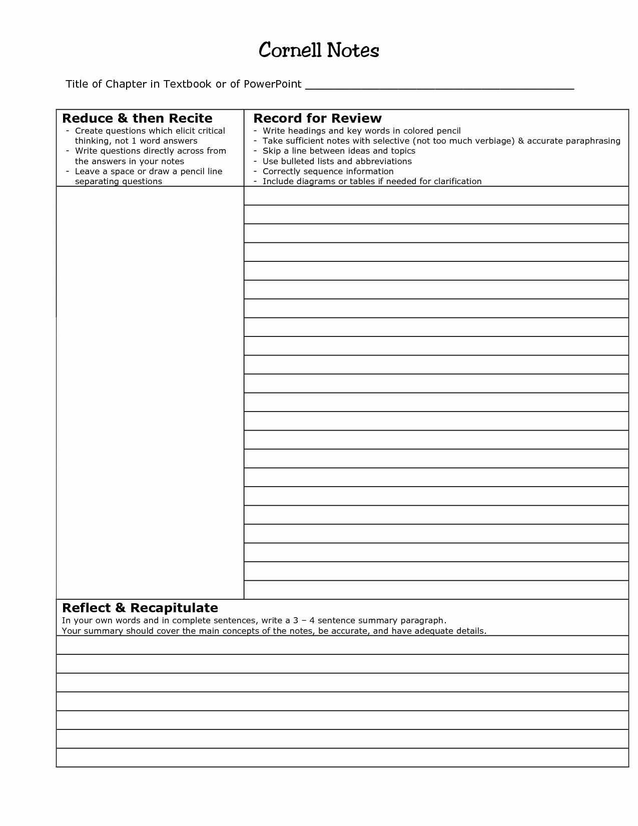 Note Taking Template Word Luxury Cornell Notes Template Word Beepmunk