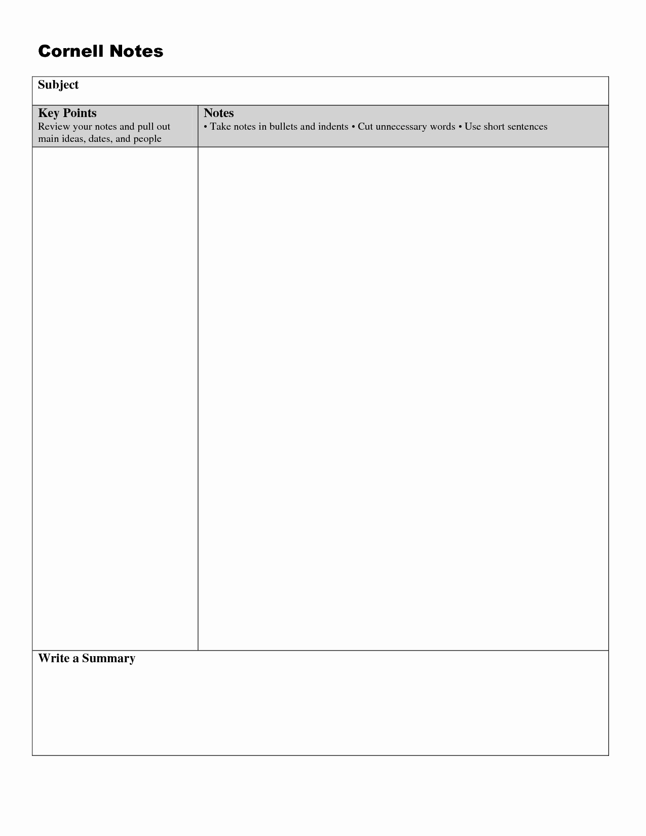 Note Taking Template Word New Cornell Notes Template Doc Cornell Notes Template Doc