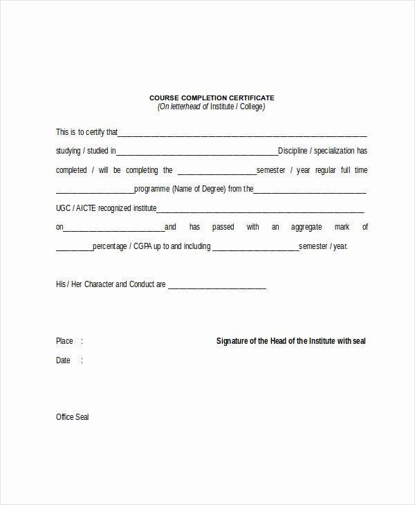 Notice Of Completion Template Unique 21 Pletion Certificate Examples Psd Pdf Word