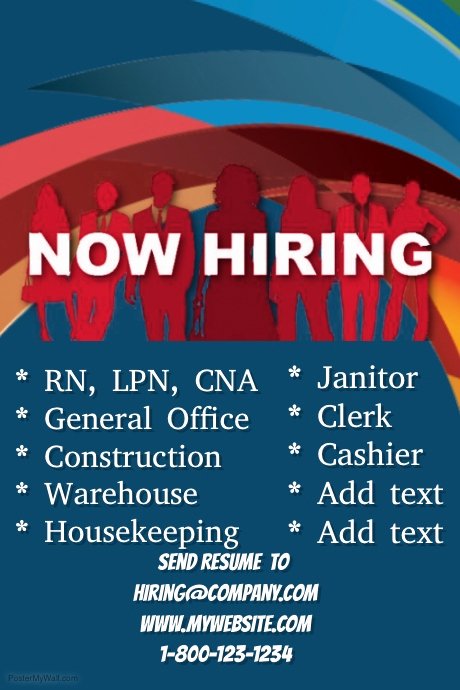 now hiring poster template