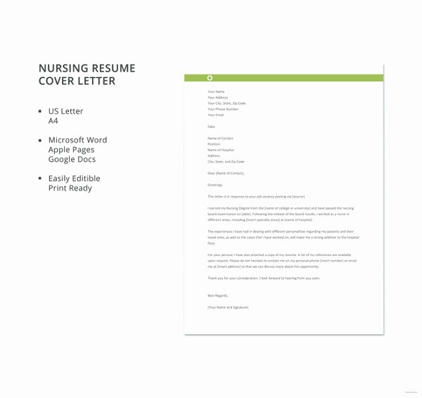 Nurses Cover Letter Template Unique 8 Nursing Cover Letter Templates Free Sample Example