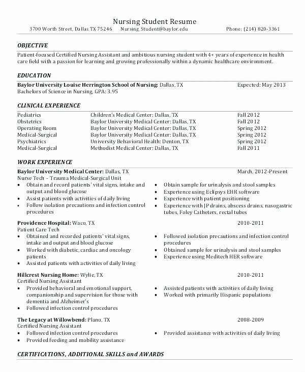 Nursing Student Resume Template Awesome Objective Nursing Resume Graduate Nurse Student Template