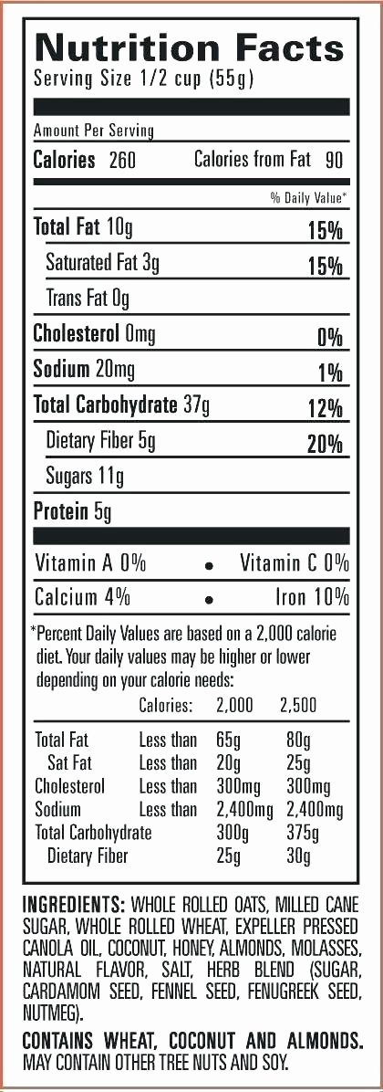 Nutrition Facts Template Word Elegant Template Ingre Nt Label Template