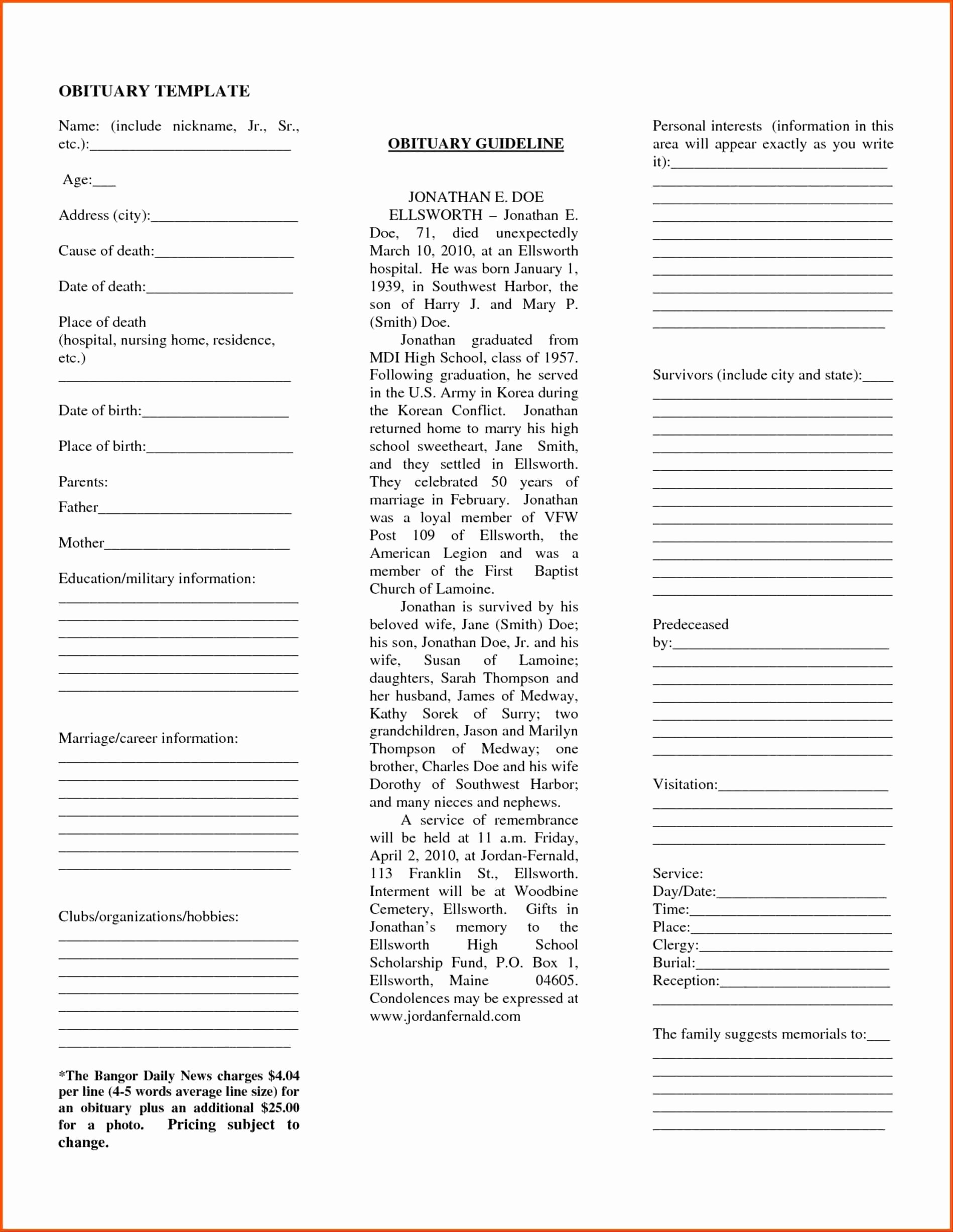 Obituary Template Google Docs Inspirational Exclusive Stock Fill In the Blank Obituary Template