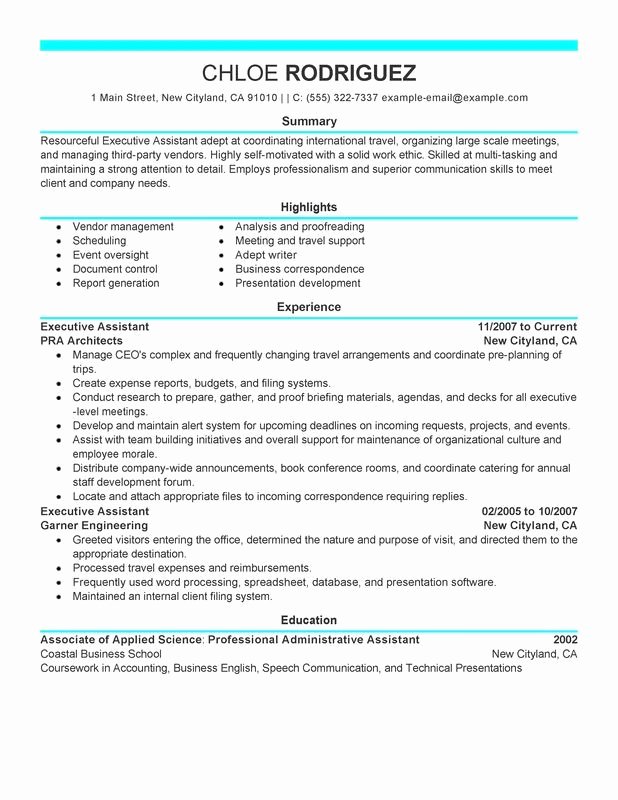 Office assistant Resume Template Awesome Executive assistant Resume Sample Resumes