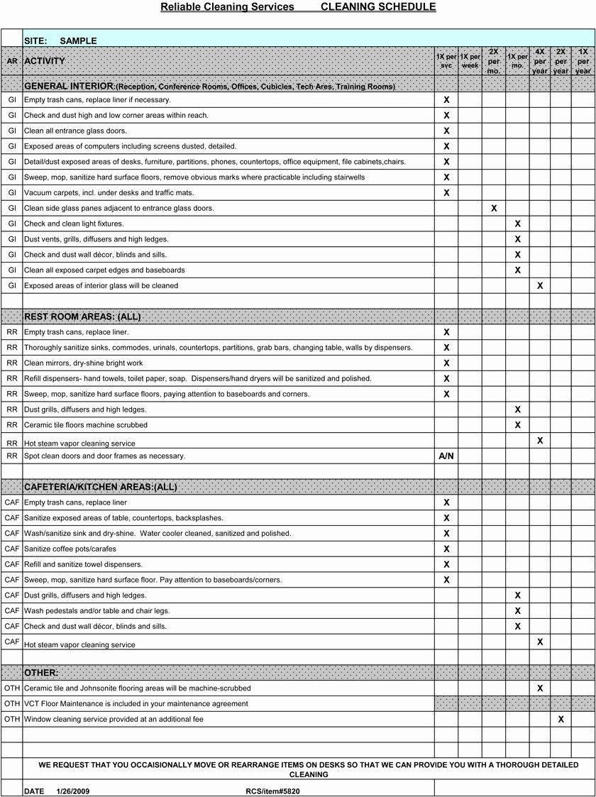 Office Cleaning Checklist Template Beautiful Free Cleaning Schedule forms