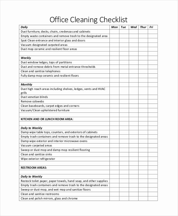 Office Cleaning Checklist Template Best Of 13 Cleaning Checklist Examples &amp; Samples Pdf Word Pages