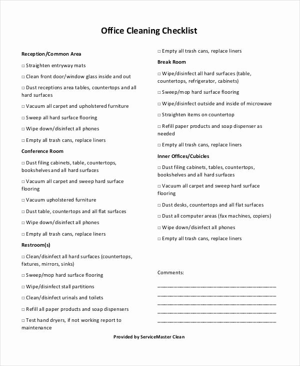 Office Cleaning Checklist Template Inspirational Fice Cleaning Schedule Template 10 Free Word Pdf