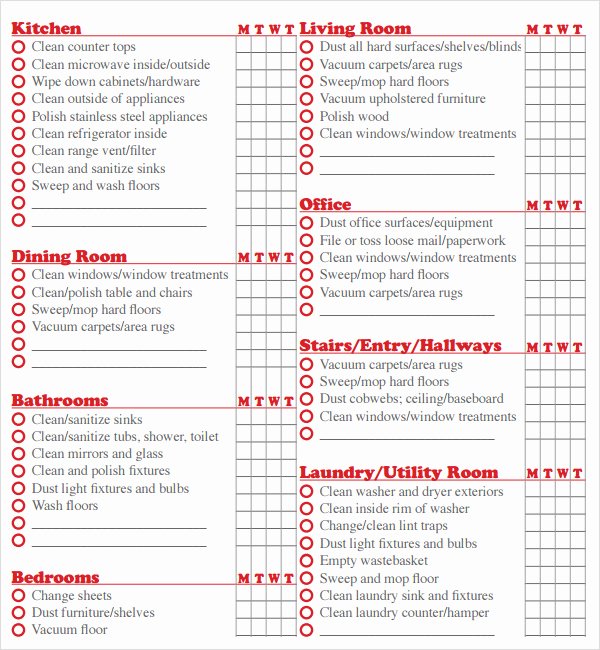 Office Cleaning Checklist Template New 7 House Cleaning Checklist Templates – Pdf Doc