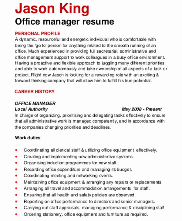 Office Manager Resume Template Unique 54 Manager Resumes In Pdf