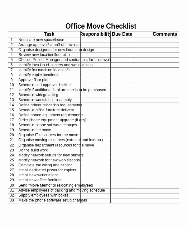 Office Move Checklist Template Lovely Checklist Template – Puebladigital