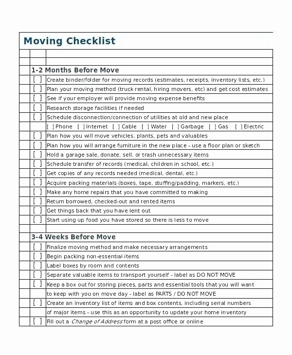 Office Move Checklist Template Lovely Moving to Do List Template Business to Do List Moving Out