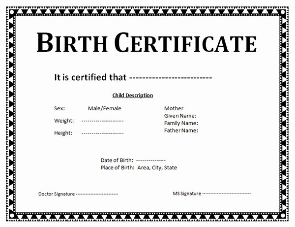 Official Birth Certificate Template Awesome Printable Birth Certificate