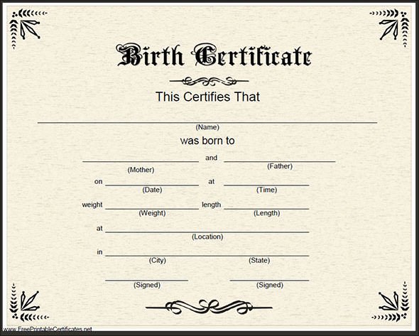 Official Birth Certificate Template Unique 18 Birth Certificate Templates to Download