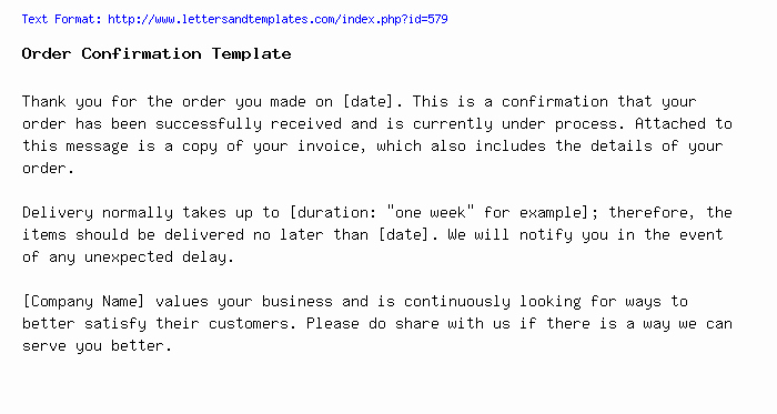 Order Confirmation Email Template Lovely order Confirmation Template