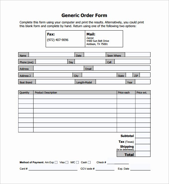 Gallery of Order forms Template Word.