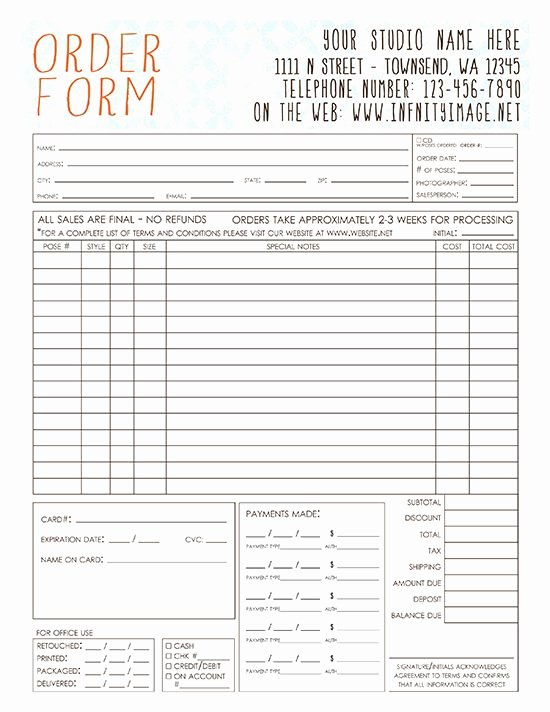 Order forms Template Word Best Of order form Template Photography