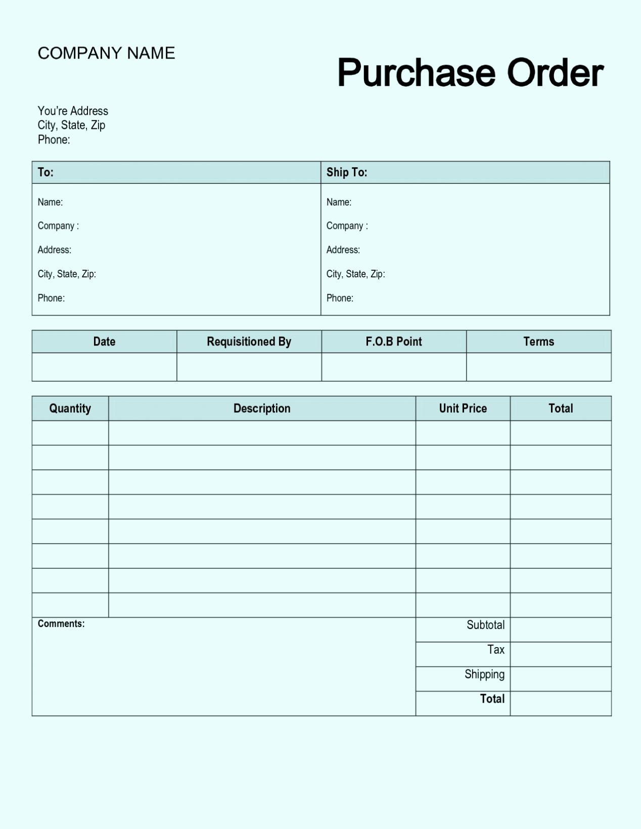 Order forms Template Word Elegant Free Purchase order form Template Excel Word Sample