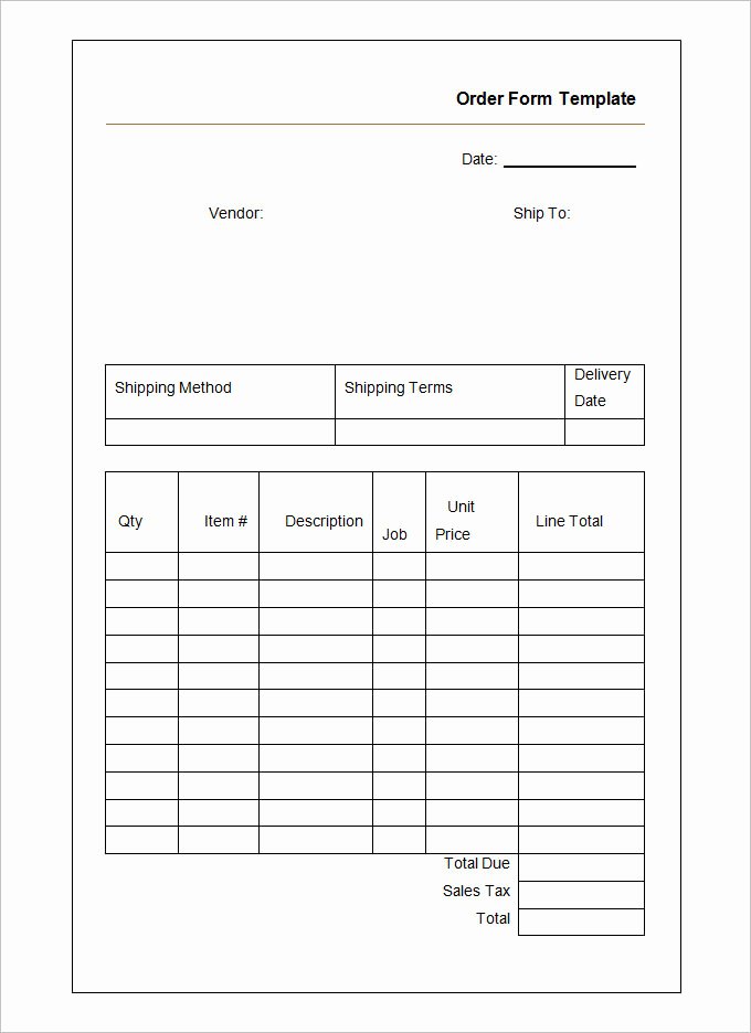 Order forms Template Word New 41 Blank order form Templates Pdf Doc Excel