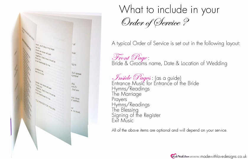 Order Of Service Template Fresh Made with Love order Service Booklets Wording