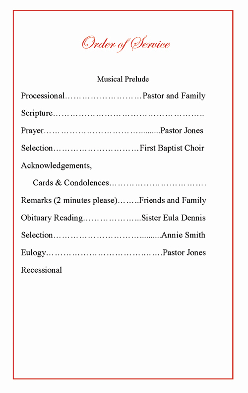 Order Of Service Template Lovely Funeral Program order Of Service