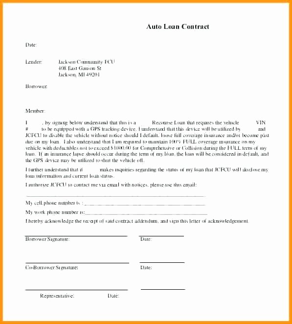 Owner Finance Contract Template Lovely Auto Loan Template – Carpatyfo