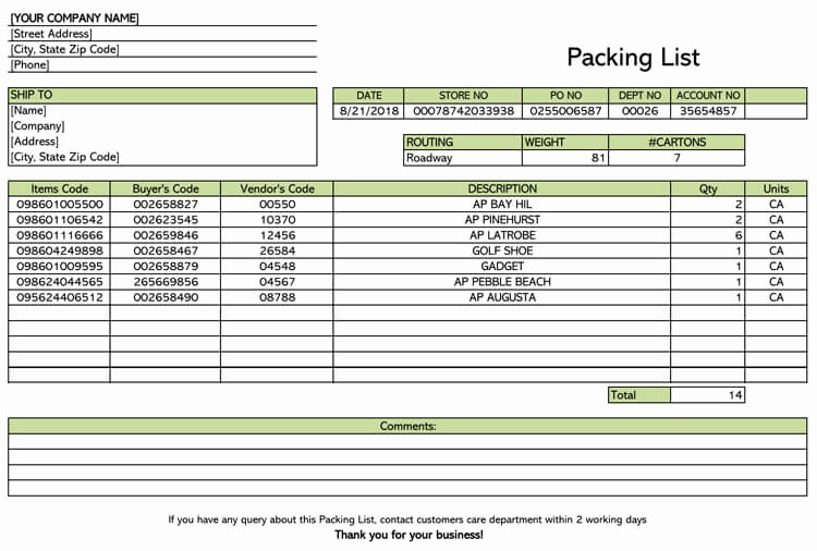 Packing List Template Excel Best Of 25 Free Shipping &amp; Packing Slip Templates for Word &amp; Excel