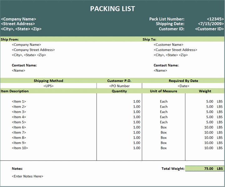 Packing List Template Excel Fresh Export Packing List Template Template