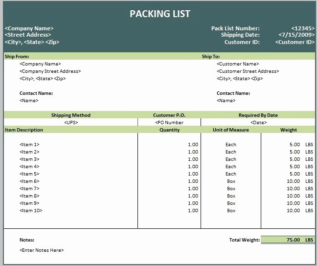 Packing List Template Excel New 8 Free Sample Shipping Packing List Templates Printable