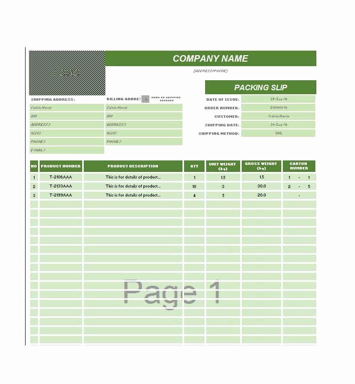 Packing List Template Excel Unique 30 Free Packing Slip Templates Word Excel Template