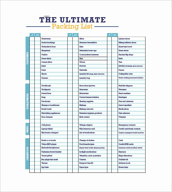 Packing List Template Pdf Beautiful Packing List Template 10 Free Word Excel Pdf format