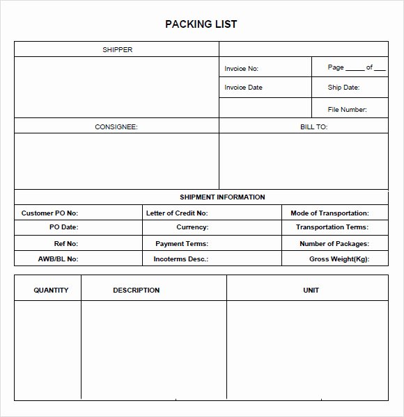 Packing List Template Pdf Fresh 9 Packing List Templates – Free Samples Examples