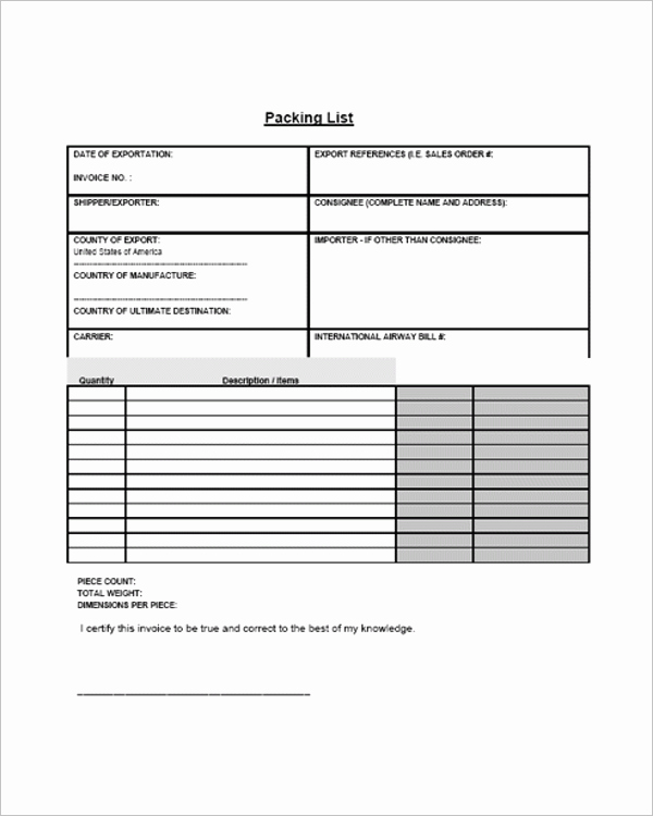 Packing List Template Pdf Unique 32 Packing List Templates Free Excel Word Pdf format