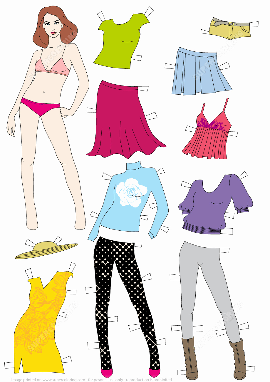 Paper Doll Clothes Template Luxury Woman Paper Doll with Clothes Template