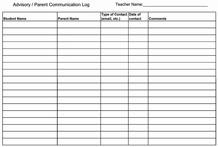 Parent Contact Log Template Beautiful Printable Parent Contact Log Sheet Templates Excel Word
