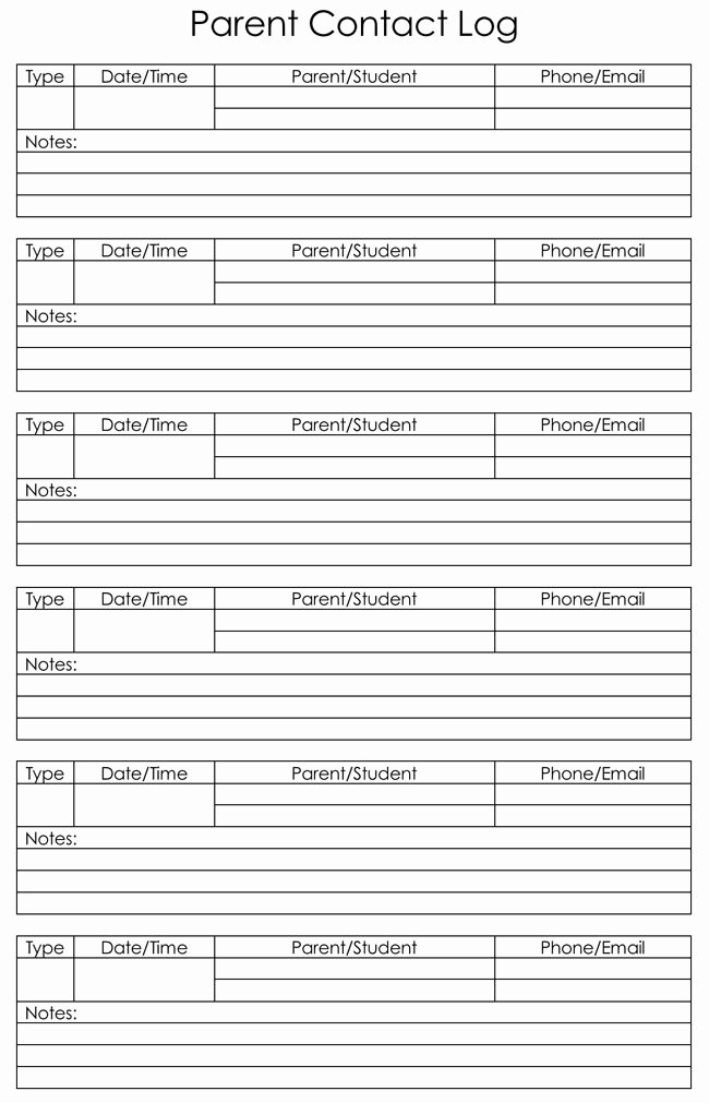 Parent Contact Log Template Elegant Parent Contact Log Templates for School and Colleges