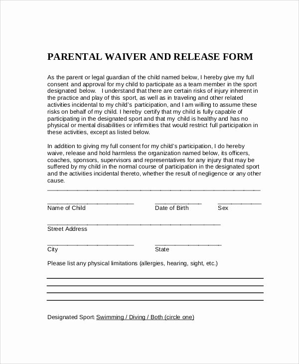 Parent Release form Template Elegant 10 Sample Parental Release forms
