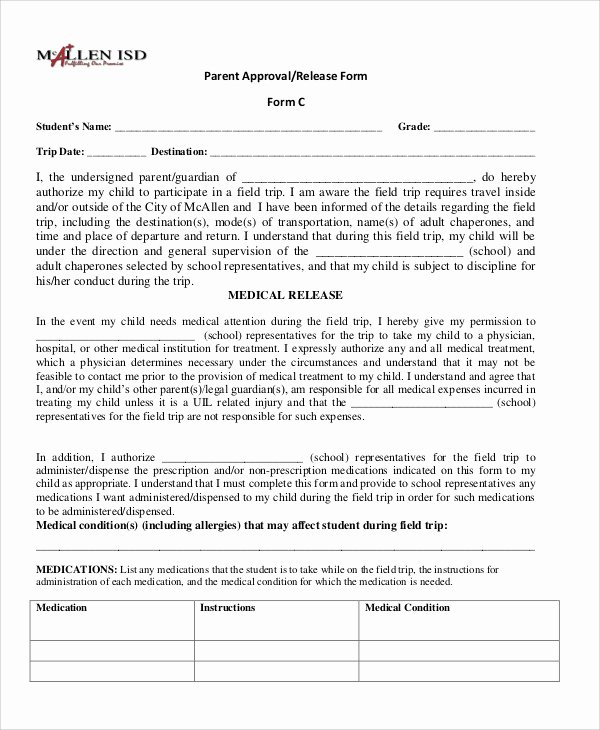 Parent Release form Template New 8 Sample Parent Release forms