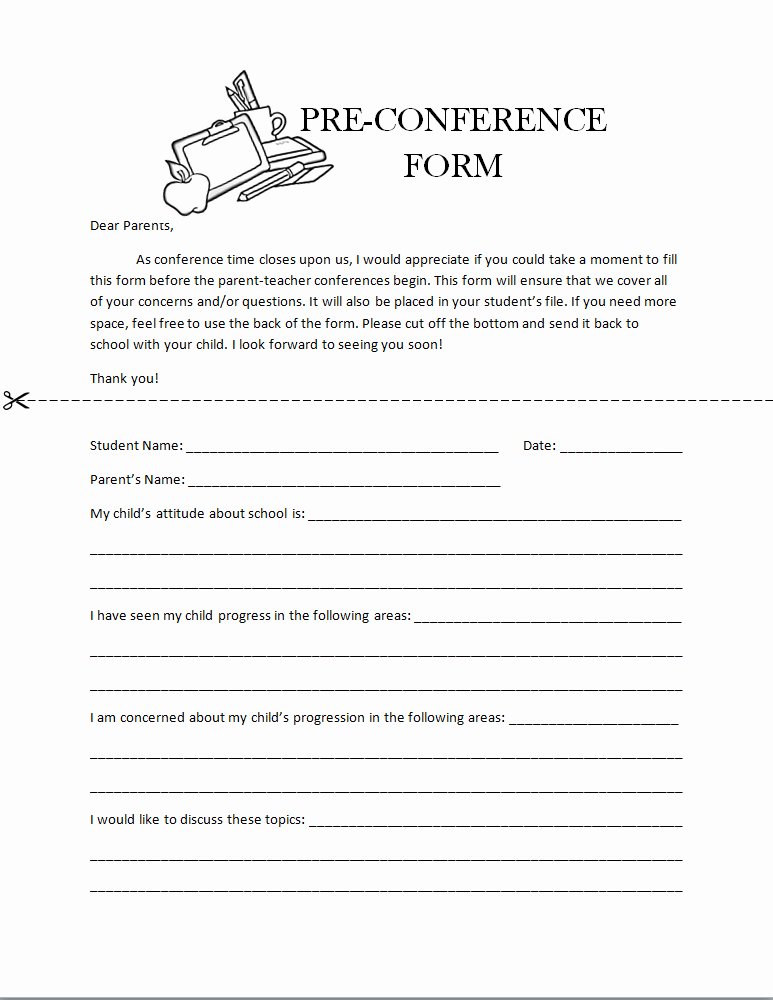 Parent Teacher Conference Template Lovely Parent Teacher Pre Conference form Template Template Haven