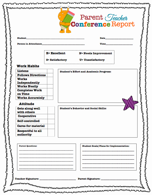Parent Teacher Conference Template Luxury Parent Conference Request form Elementary