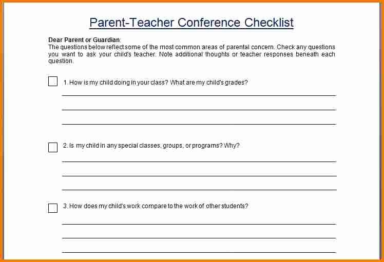 Parent Teacher Conference Template New Parent Teacher Conference Template