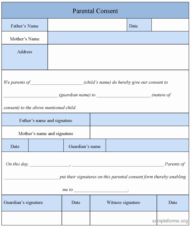 Parental Consent form Template Awesome Parental Consent form Sample forms
