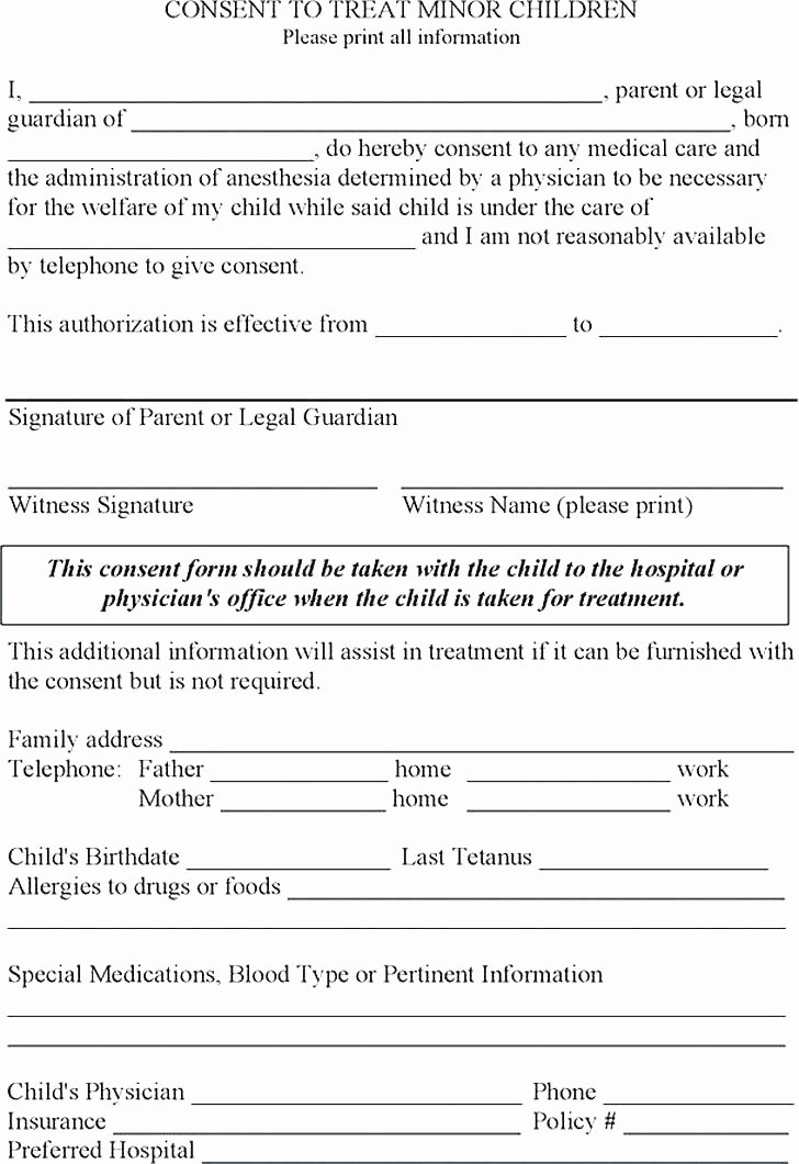 Parental Consent form Template Beautiful Babysitter Information Template Medical Release form for